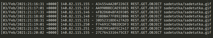 Access log showing repeated requests to the same file